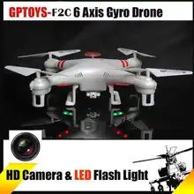 GPTOYS F2C Headless Mode +360 Degree Rotation Function+LED Flashing Lights RC Helicopter Drone with 2.0MP HD Camera 4G Card Toy