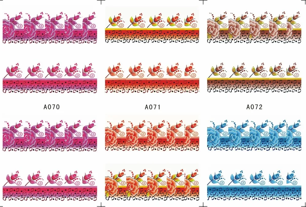 

3 SHEETS / LOT Nail Art Water Transfers Stickers Nail Decals Stickers ORCHIS NARCISSUS CHRYSANTHEMUM LACE A070-072