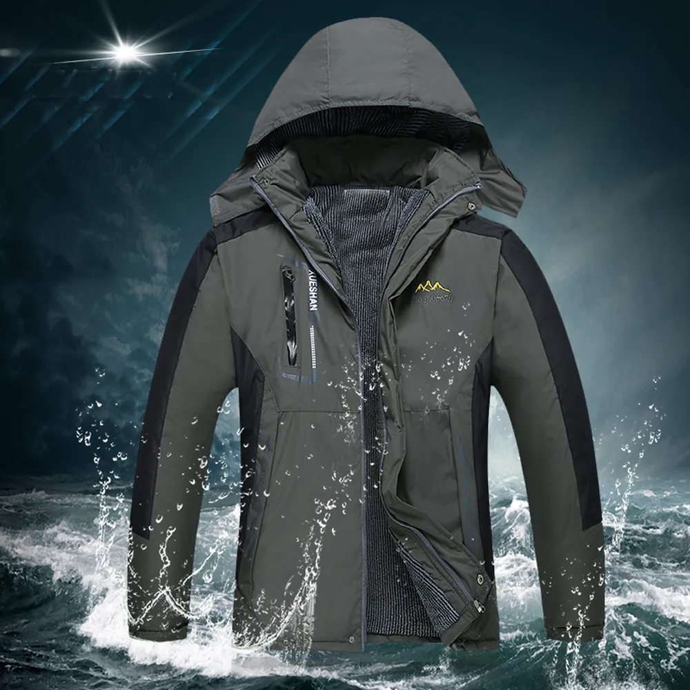 Хит, Мужская водонепроницаемая ветрозащитная спортивная теплая зимняя Толстая куртка, пальто,, Прямая поставка