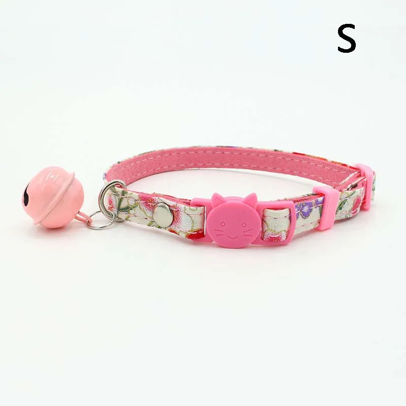 Милый Колокольчик для котенка ошейник мягкая удобная пряжка безопасности прочные товары для домашних животных FBE3 - Color: Pink S