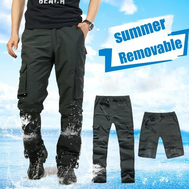 

Summer Outdoors Man Climb Training Detachable Quick Dry Pants Soldier Army Breathable Tactical Removable Fishing Overalls Pants