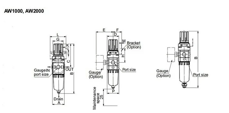 AW2000-02 SMC Type Air Filter Regulator Air Treatment Units