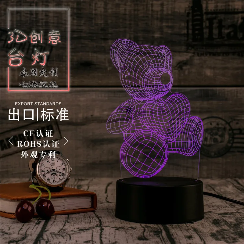 3D светодиодный светильник Novety креативный подарок ночник настольная лампа Love Bear