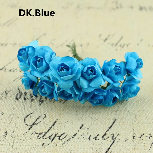 144 шт. 10 мм искусственный цветок Бумага розы Букет невесты для свадьбы домой вечерние украшения DIY ВЕНОК поддельные цветы - Цвет: Dark Blue