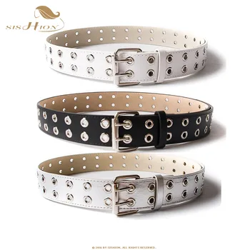 

SISHION Fashion Solid Color Belt Unisex Hollow Out Small Holes Belts QY0169 Boys Girls Faux Leather pants Belt Adjustable