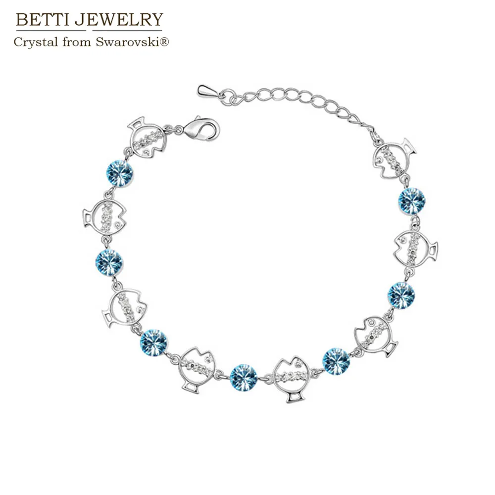 

2017 New Bijoux mother's day gift Fashion crystal cute fish bracelet made with swarovski elements jewelry factory wholesale