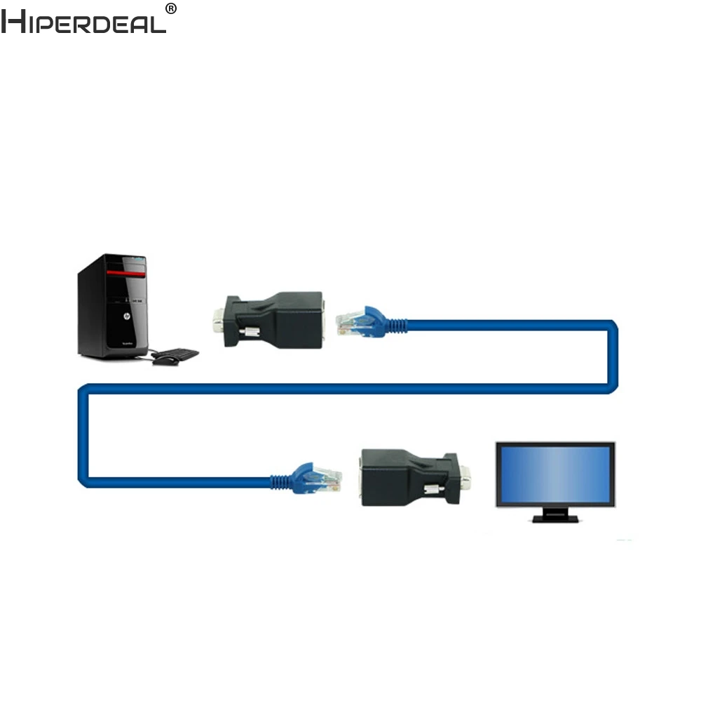 HIPERDEAL 1 пара VGA удлинитель мужской женский в LAN RJ45 CAT5 CAT6 20 м сетевой кабель адаптер Oct30 HWHW