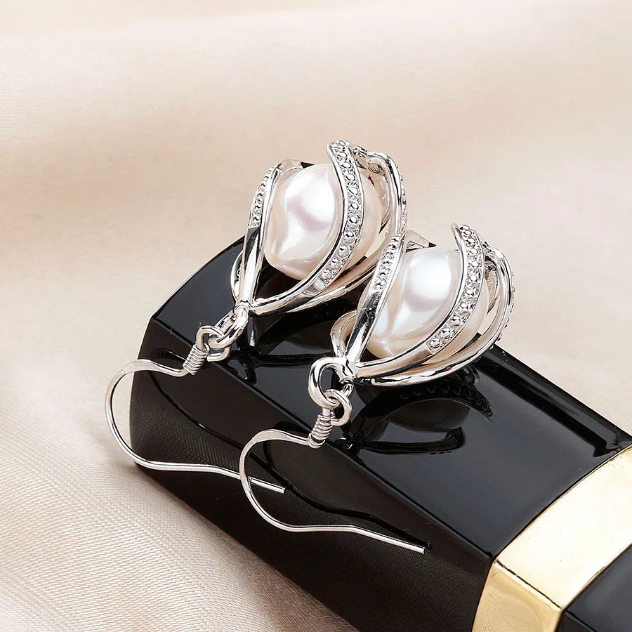

Fashion Genuine Freshwater Pearl Drop Earrings Elegant Earrings Silver 925 Women 100% Natural Pearl Wedding Jewelry With Box