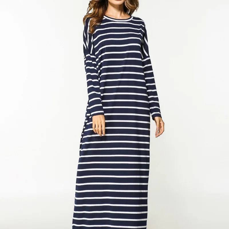 

For The Beach Swimwear Cover Up Women Swim Skirt Plus Size Woman Clothes Beachwear Make East Stripe Bat Long Sleeve Dress