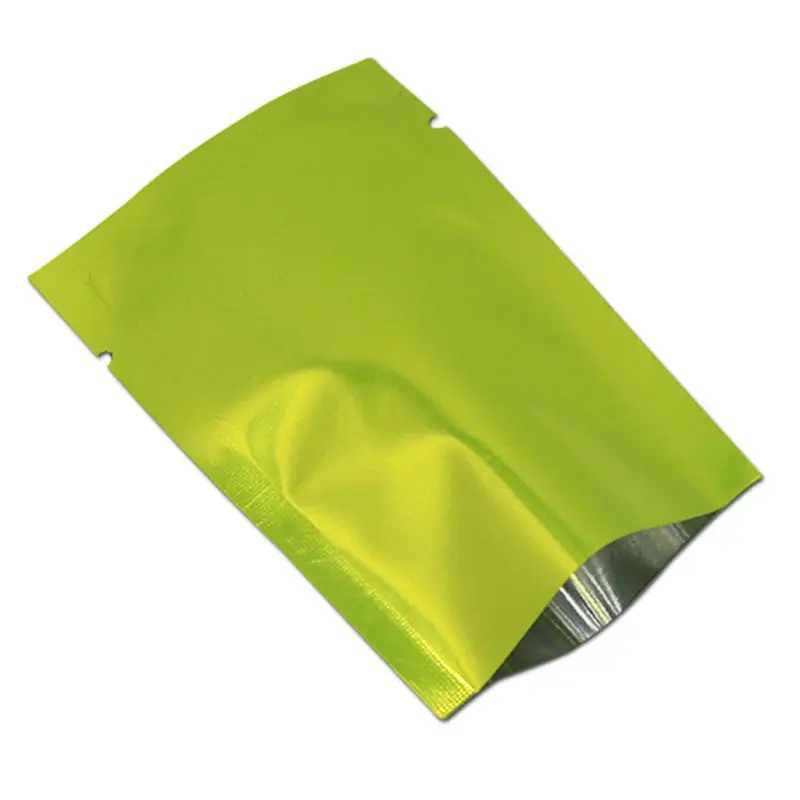 400Pcs/ Lot Green Heat Seal Mylar Storage Bags Tea Coffee Powder Open