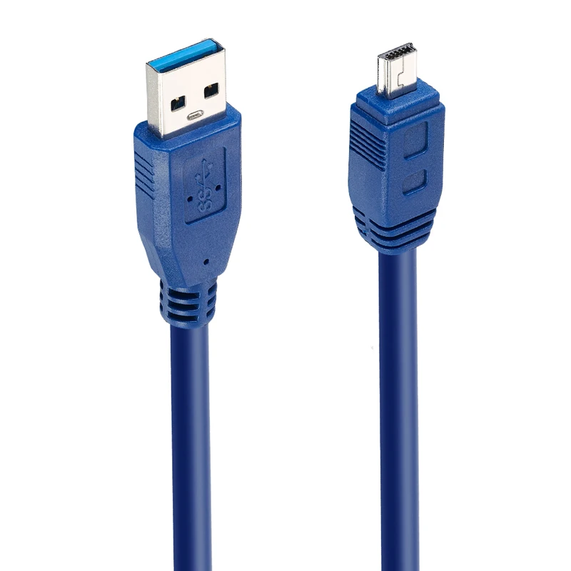 Bochara 1 м USB 3,0 тип A штекер мини 10 Pin Тип B Мужской кабель для передачи данных двойное экранирование(фольга+ Плетеный) супер скорость