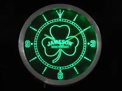 

nc0131 Jameson Shamrock Beer Bar Whisky Neon Light Signs LED Wall Clock