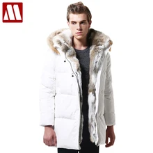 Зимняя новая теплая Толстая мужская куртка высокого качества с меховым капюшоном, белая куртка на утином пуху, мужская куртка для отдыха размера плюс 3XL 4XL 5XL