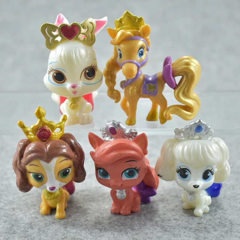 

5pcs Cartoon Cute Princess Palace Pet Snow White's Puppy PVC Figure Collection Toy Toys for children