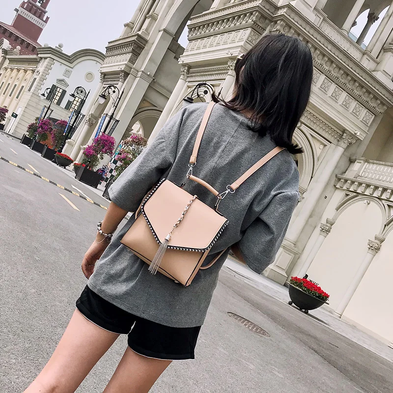  Fashion Leather Backpacks for Teenage Girls Bolsa Feminina Mochila Small Ear Women Backpack Tassel  - 32876886285