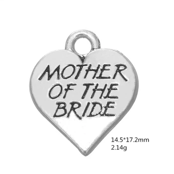

Vintage Ancient Silver MOTHER Of The Bride Heart Pendant Charms Jewelry Accessories For DIY Handmade Key Chains,Bracelets Making