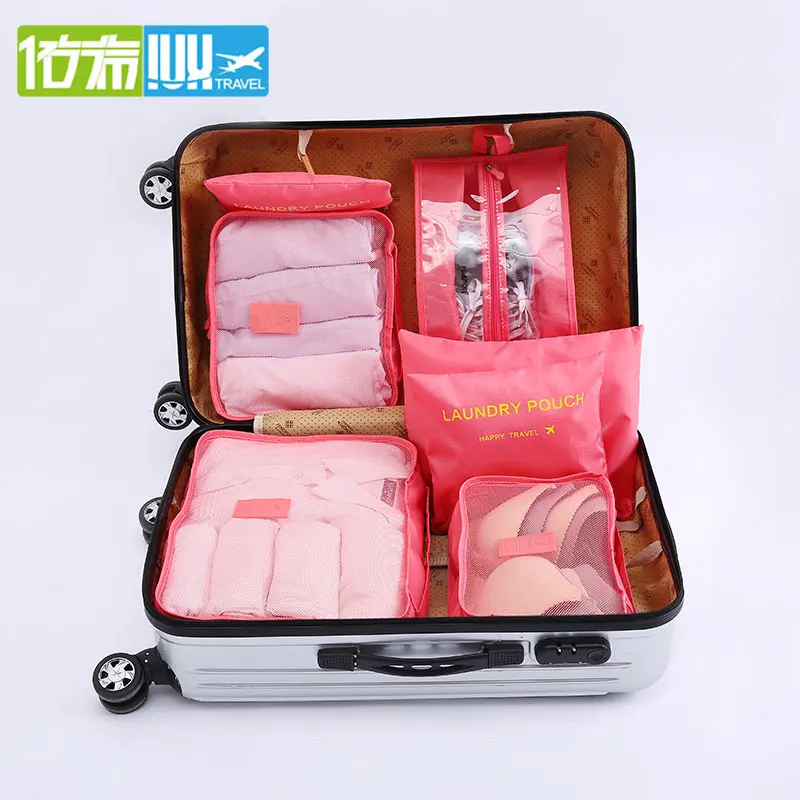 Beste IUX Fashion Multifunctionele 7PCS Vrouwen Reistas Clother Ondergoed Beha Verpakking Kubus Bagage Organizer Pouch Familie Closet Tassen