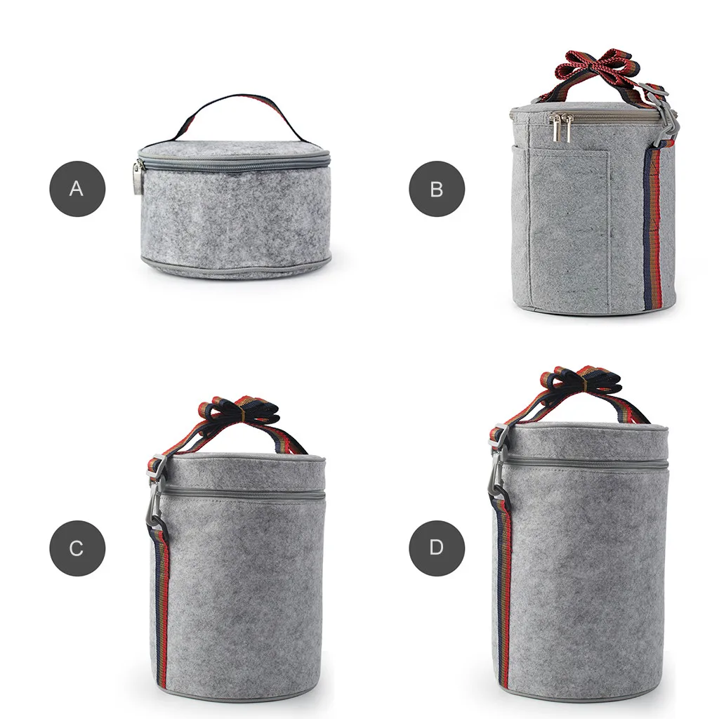 

Insulated Lunch Bag Felt Thermal Travel Food Holder Round Carry Tote Cooler transparent bag vacuum bags for clothes storage bag