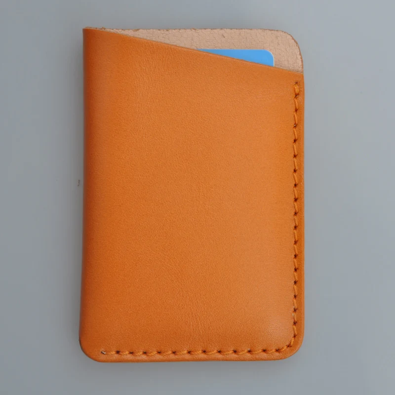 Leather Handmade Card Holder 2016 New Original Hand Made Leather Credit ID Card Holder Mini Wallet Case Simple Card Sets Bolsas