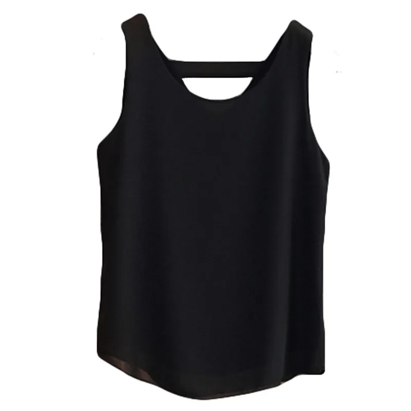 

New Arrival Womens Tank Tops 2017 Women Summer Chiffon Blouse Plus Size S-4XL Sleeveless Casual Shirt Black White Red Blue Pink