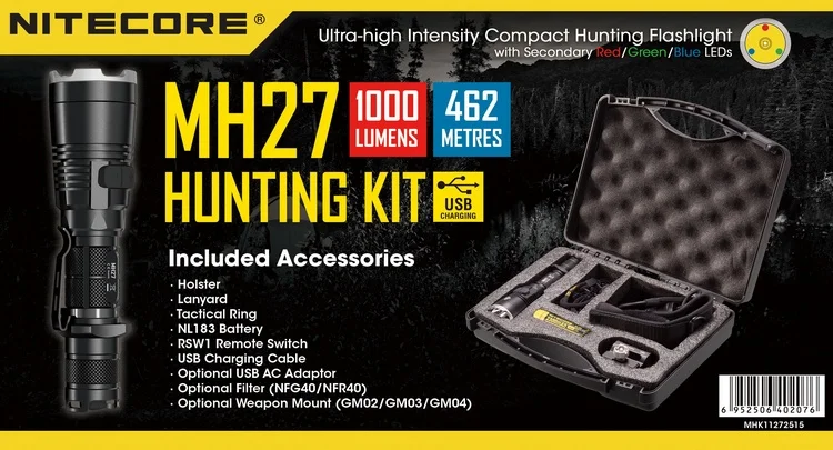 Equipamento de Busca Caixas de Lanterna Kit de Caça Topsale Nitecore Light Cree Xp-l hi v3 Mh27 Militar Lanterna 1000 Lms 4xleds 1 lms 4xleds luz cree modelo hi v3