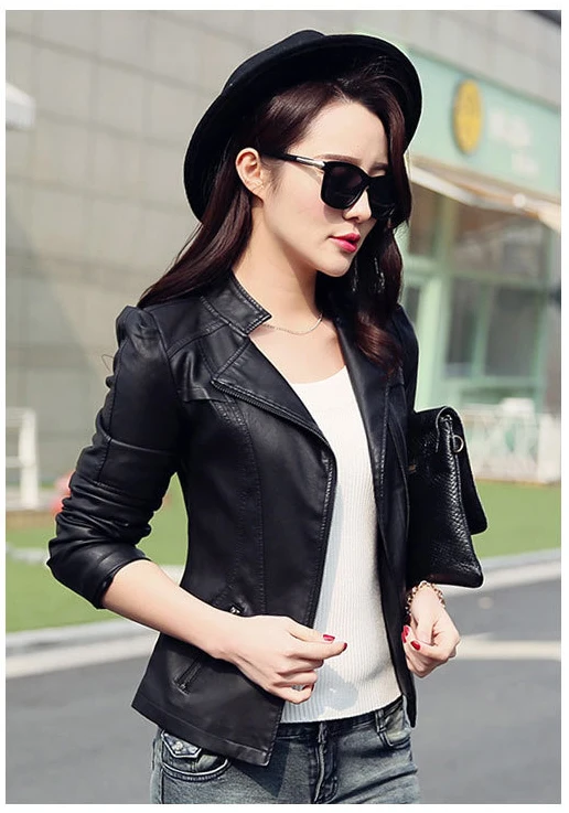 Кожаная куртка женские, черный, серый цвета S-3XL плюс Размеры PU пальто Новинка весны корейский короткий Тонкий с длинным рукавом мода повседневные пальто LD939