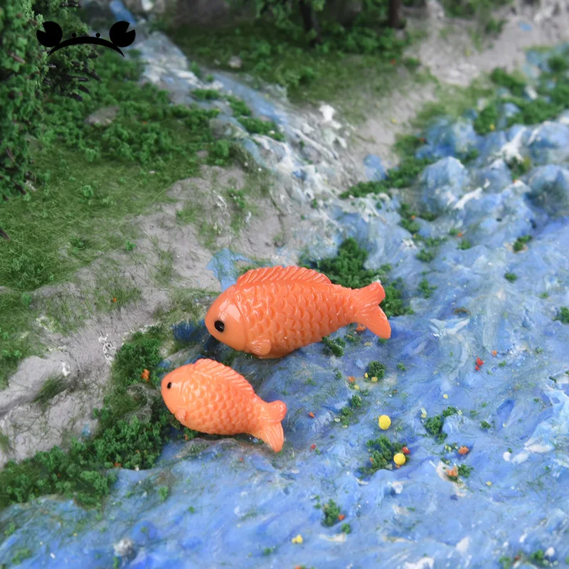 

5pcs Resin Fake Goldfish Carp Fish Lotus Flower Leaf Culture Pond Model Small Figurine Crafts DIY Desk Home Ornament