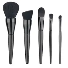 5PCS Professional Superior Soft Wool Noble Black Make Up Brushes High Quality Synthetic Hair Foundation Powder Brush Kits