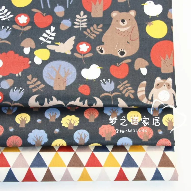 

160CM*50CM 100% Cotton Cartoon Animals Trees Tri angle Fabrics for DIY Bedding Cushion Sheet patchwork crafts sewing fabric