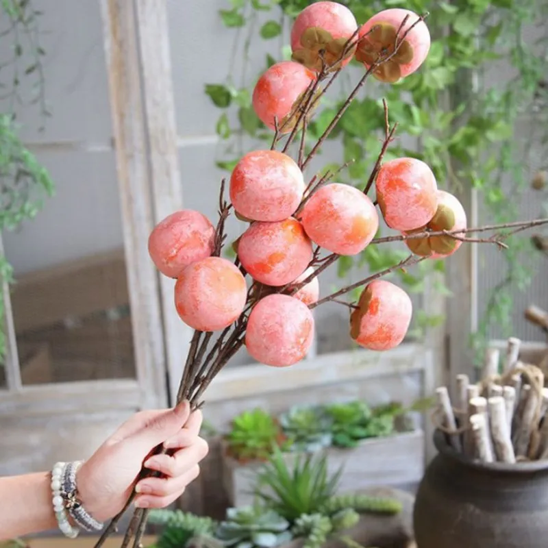 Хурма Искусственный Имитация ягод Фрукты милые маленькие поддельные растения Свадебные украшения для дома вечерние аксессуары для стола