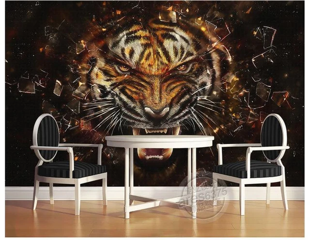 Papel de parede foto personalizada animal tigre 3d, grande mural, quarto,  sala de estar, sofá, plano de fundo tv, murais 3d, rolo de papel de parede  - AliExpress