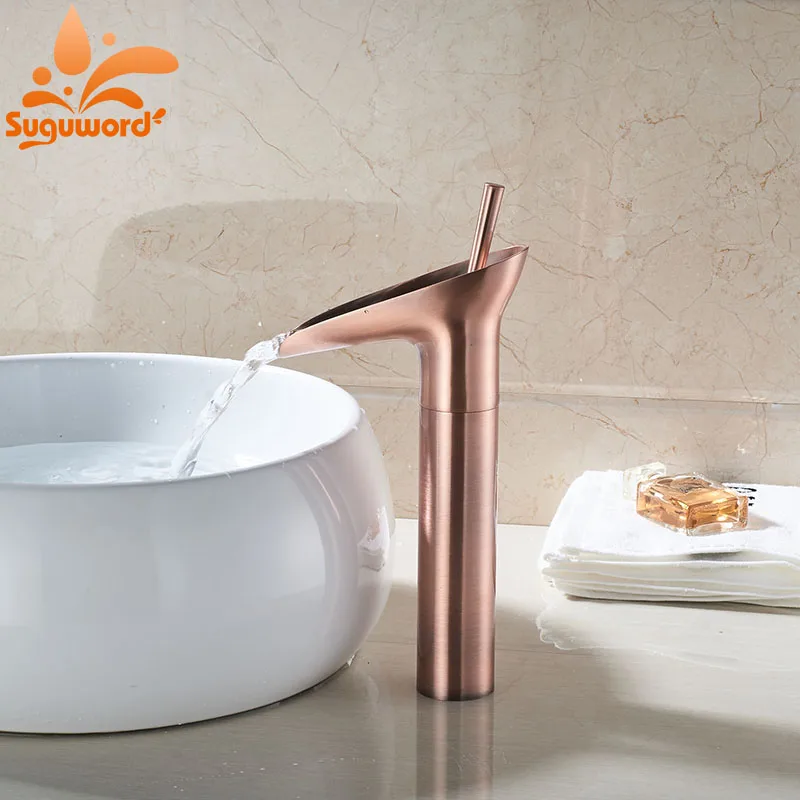 

Household Bathroom Basin Sink Faucet Mixer Valve Faucets Waterfall Faucets ORB and Red Bronze Finish Taps