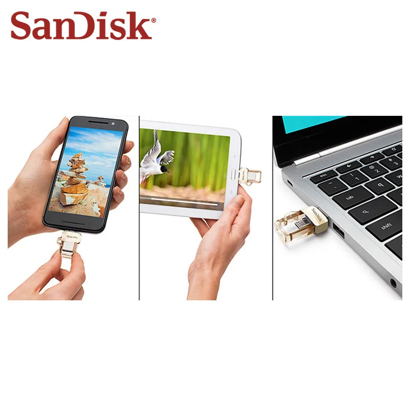 USB 3.0 SanDisk Ultra Dual OTG usb flash drive Max 150MB/s 32gb pen drive for Android phone/tablet