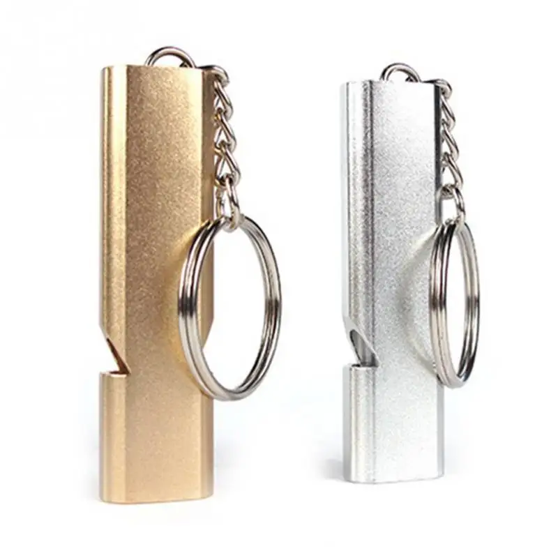 

High Quality Double Pipe Whistle High Decibel Stainless Steel Outdoor Emergency Survival Whistle Keychain Cheerleading Whistle