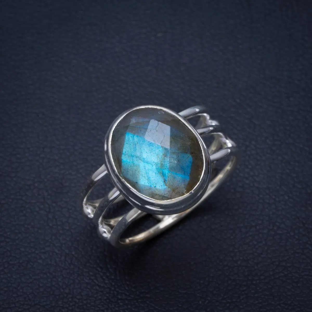 

Natural Blue Fire Labradorite Handmade Unique 925 Sterling Silver Ring 6.25 B1375