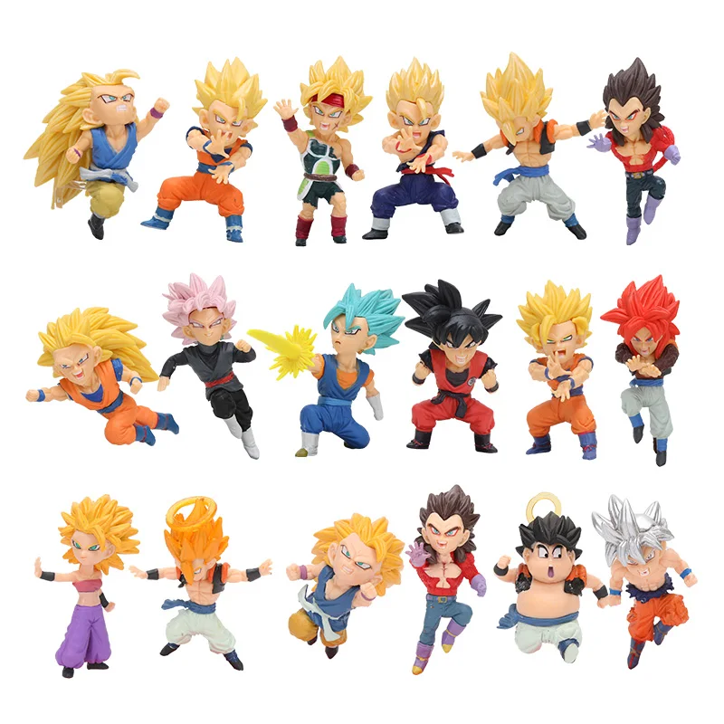 

18pcs/set Dragon Ball Z Super Saiyan Son Goku Gohan Vegeta Goku Ultra Instinct Vegeta Gotenks Goku Black Action Figure Model Toy