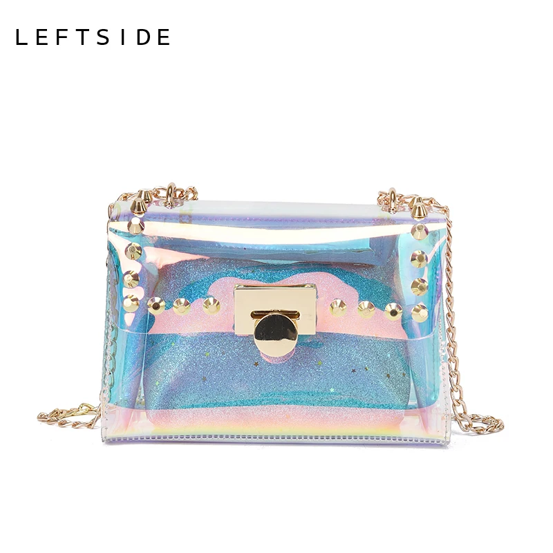 LEFTSIDE Summer 2018 Transparent Hologram Laser Crossbody Bags With