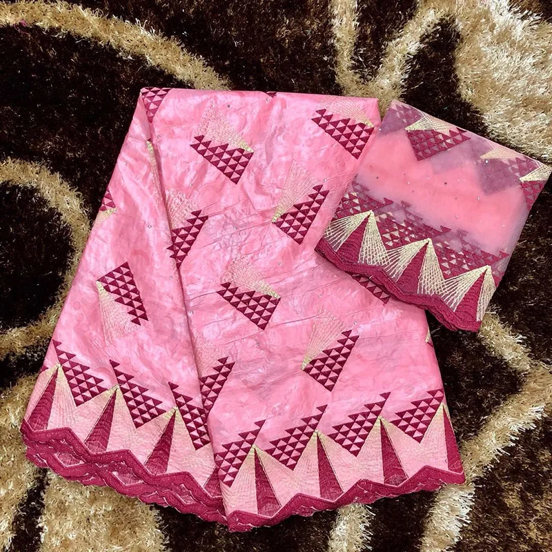 

Bazin Rich Getzner 2019 New High Quality Lace Cloth Ankara Fabric Women'S Pure Cotton Large Piece 5 Yard 2 Wharf Yarn