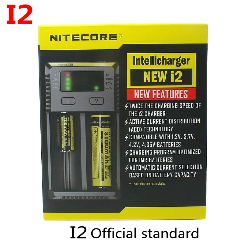 Nitecore D4 D2 I4 I2 Digi зарядное устройство lcd интеллектуальная схема глобальная страховка Li-Ion 18650 14500 16340 26650 зарядное устройство - Цвет: NEW I2