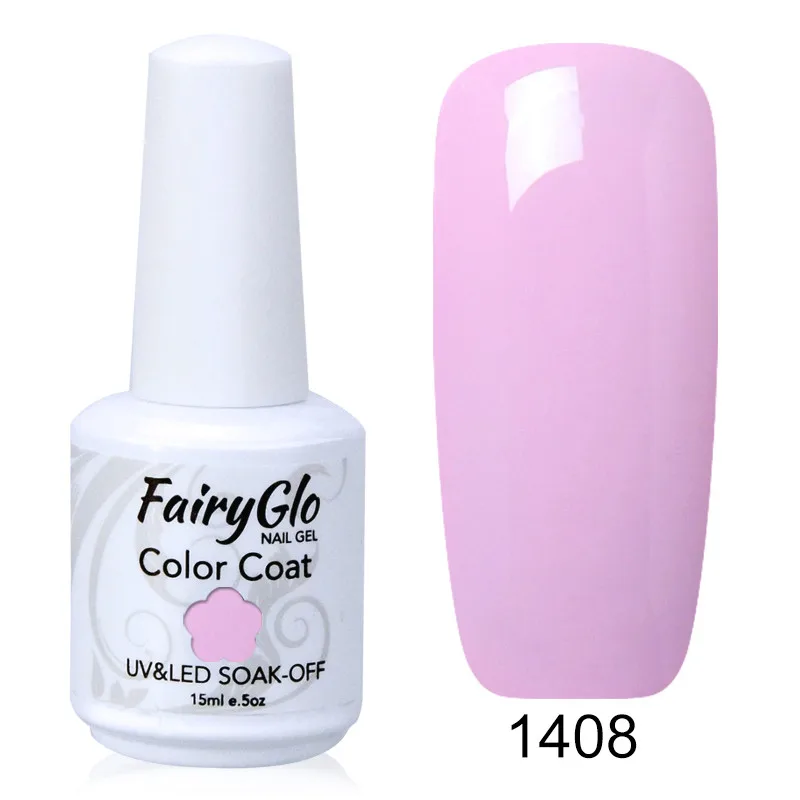 FairyGlo 15 мл УФ-гель для ногтей замачиваемый Чистый Цвет Гель-лак полуперманентный верхний базовый слой дизайн ногтей маникюр Гель-лак - Color: 1408