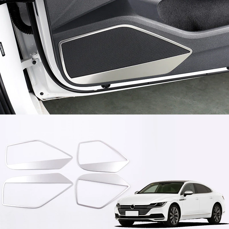 

For VW Volkswagen Arteon 2017 2018 Door Inner Speakers Frame Cover Trim 4pcs Stainless Steel