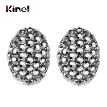 Kinel Винтажные серьги-гвоздики с черными кристаллами для женщин, антикварная, серебряная, овальная ретро-серьги, модные богемные массивные ювелирные изделия, новинка