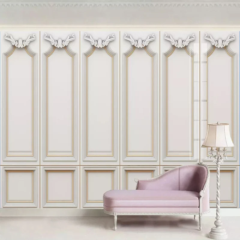 Пользовательские 3D Настенные обои Европейский стиль гостиная спальня ТВ фон стены украшения дома белая штукатурка фото обои