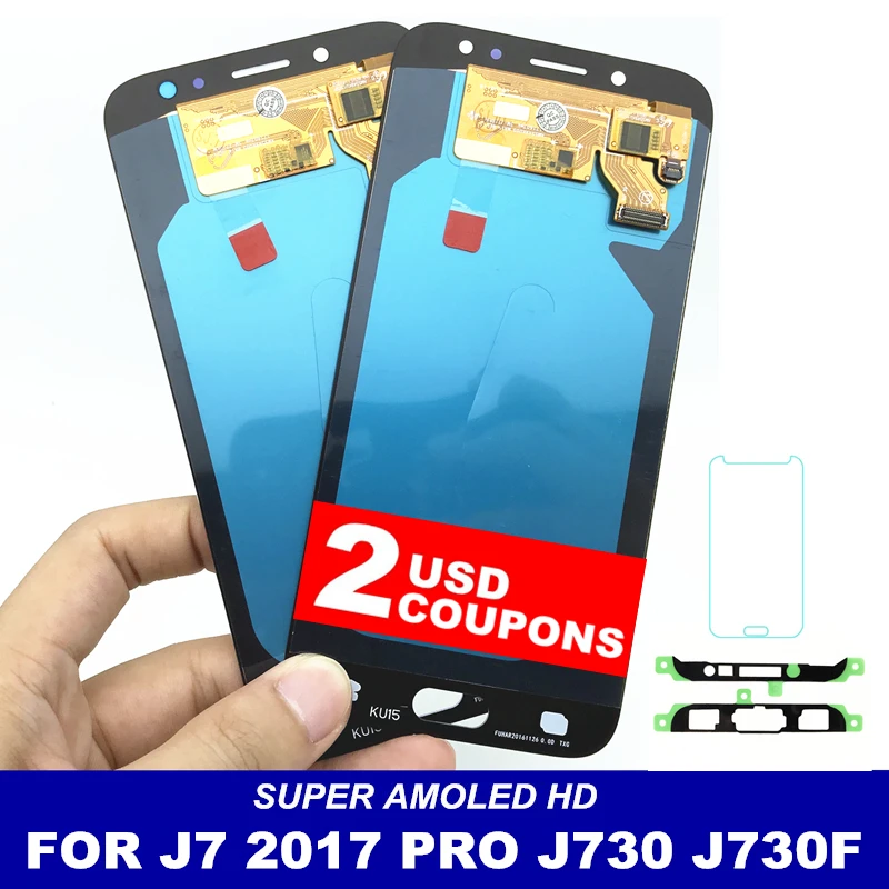 

For Samsung Galaxy J7 Pro 2017 J730 AMOLED LCDs Display Touch Screen Digitizer Assembly Regulate Brightness LCD Replacement