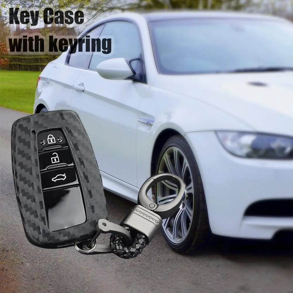 

Car Keys Accessories Carbon Fiber Key Case Keyboard Cover Car-Styling For Toyota Camry CHR Avaloncar Key Cases Car Accessories