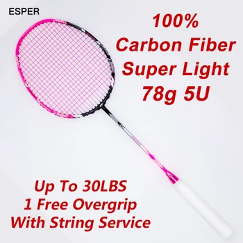 

High Quality Super Light Badminton Racket Carbon Fiber 5U High Tension Badminton Racquets With String For Trainer Beginner Adult