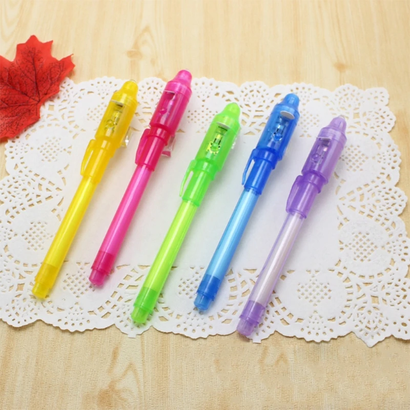 4 шт./компл. невидимых чернил ручка Встроенный UV светильник волшебный маркер для безопасности ручки для Применение(розовый+ фиолетовый+ желтый+ синий