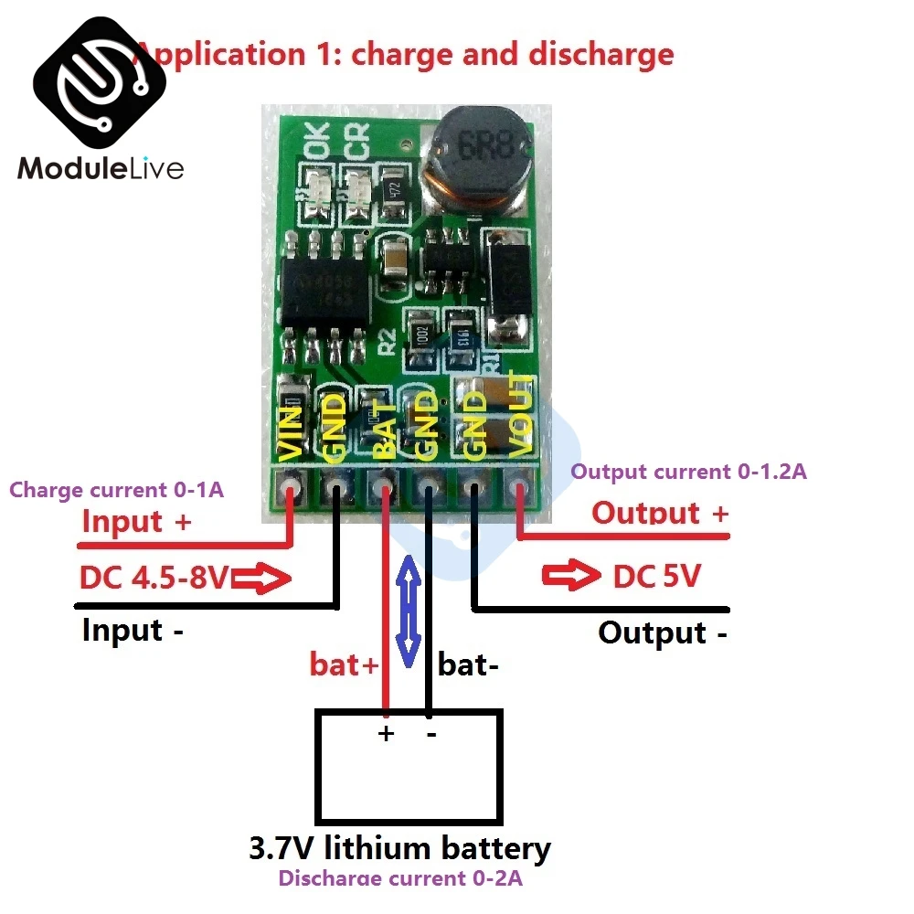 

DC 6W 5V Mobile Power Diy Board UPS Charger Step Up Converter Module for 3.7V 18650 Lithium Battery for MCU development Board