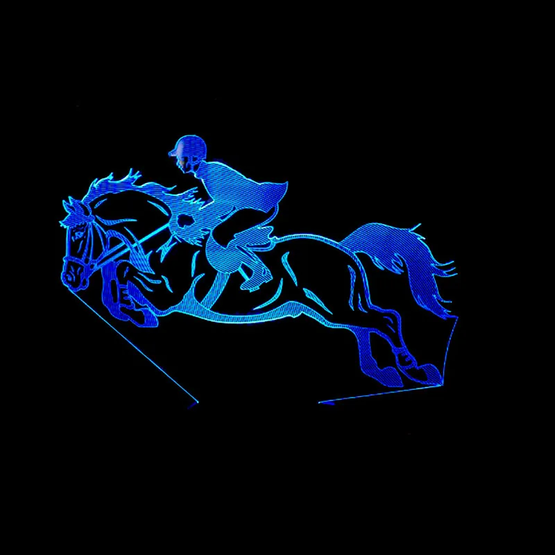 

YIMIA Horse Racing Model 3D Night Light USB Novelty Gifts 7 Colors Changing LED Desk Table Touch Base Lamp Kids Gift