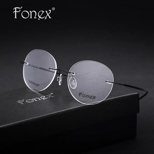 mens round rimless eyeglasses